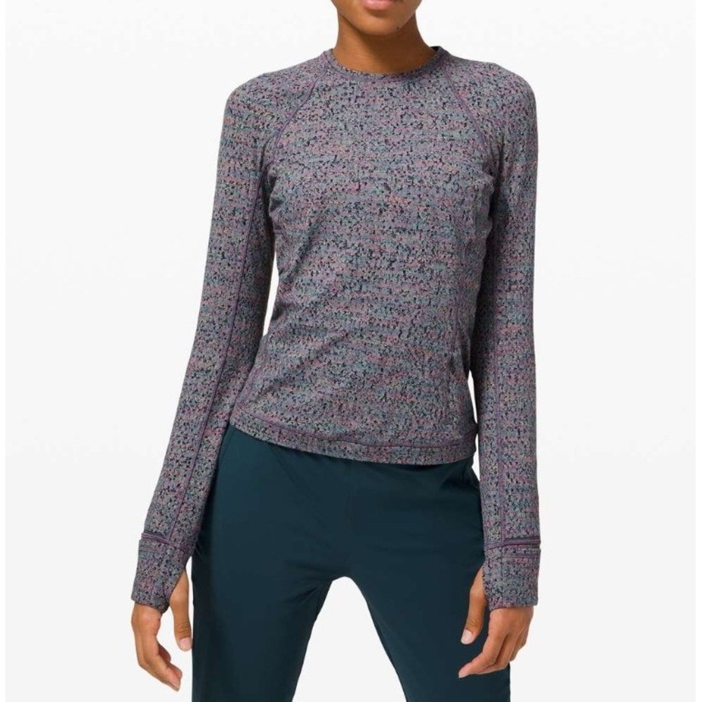 Lululemon Womens Size 10 Runderful Space Dye Long Sleeve Running Top Zip Pocket
